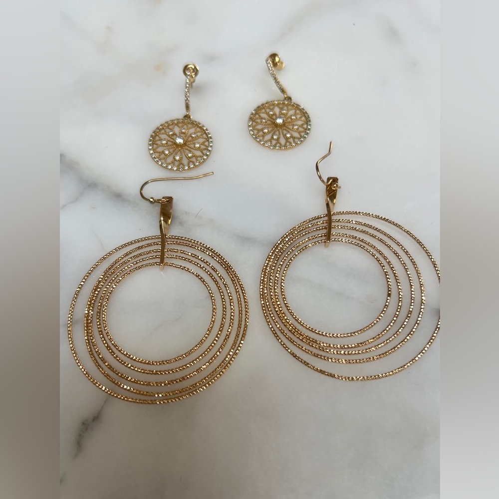 Elegant Gold Hoop Earrings - two pairs